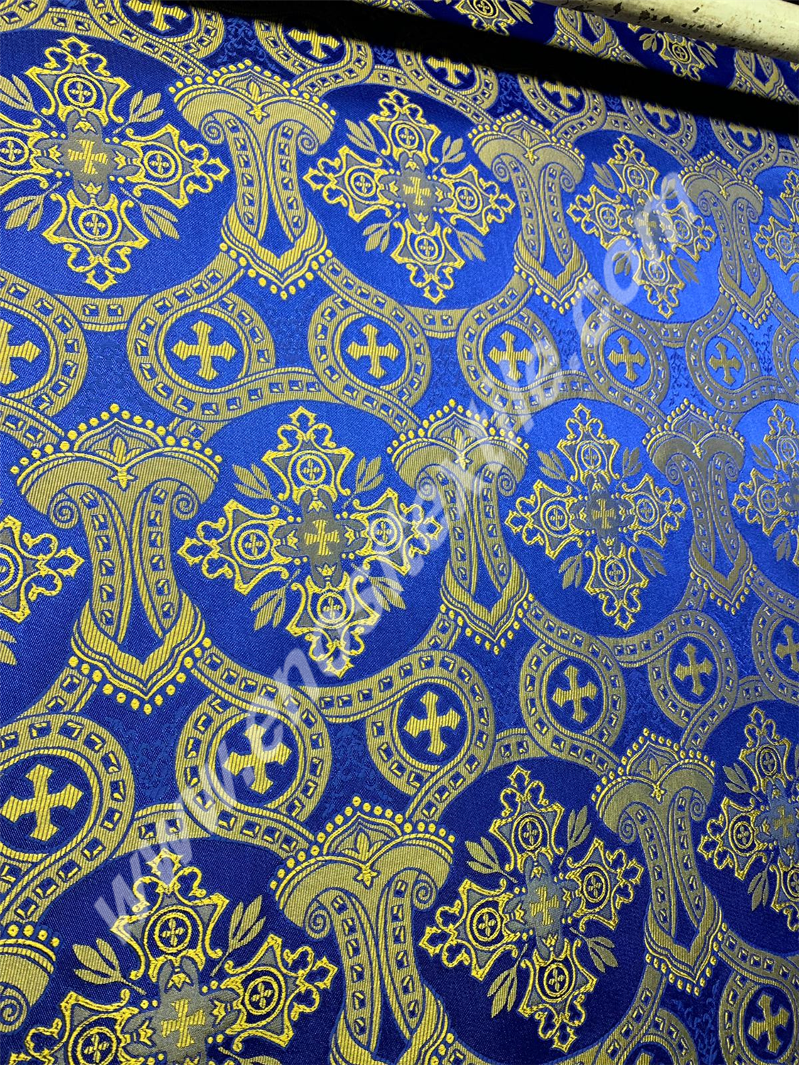 KL-051 Dark Blue-Gold Brocade Fabrics